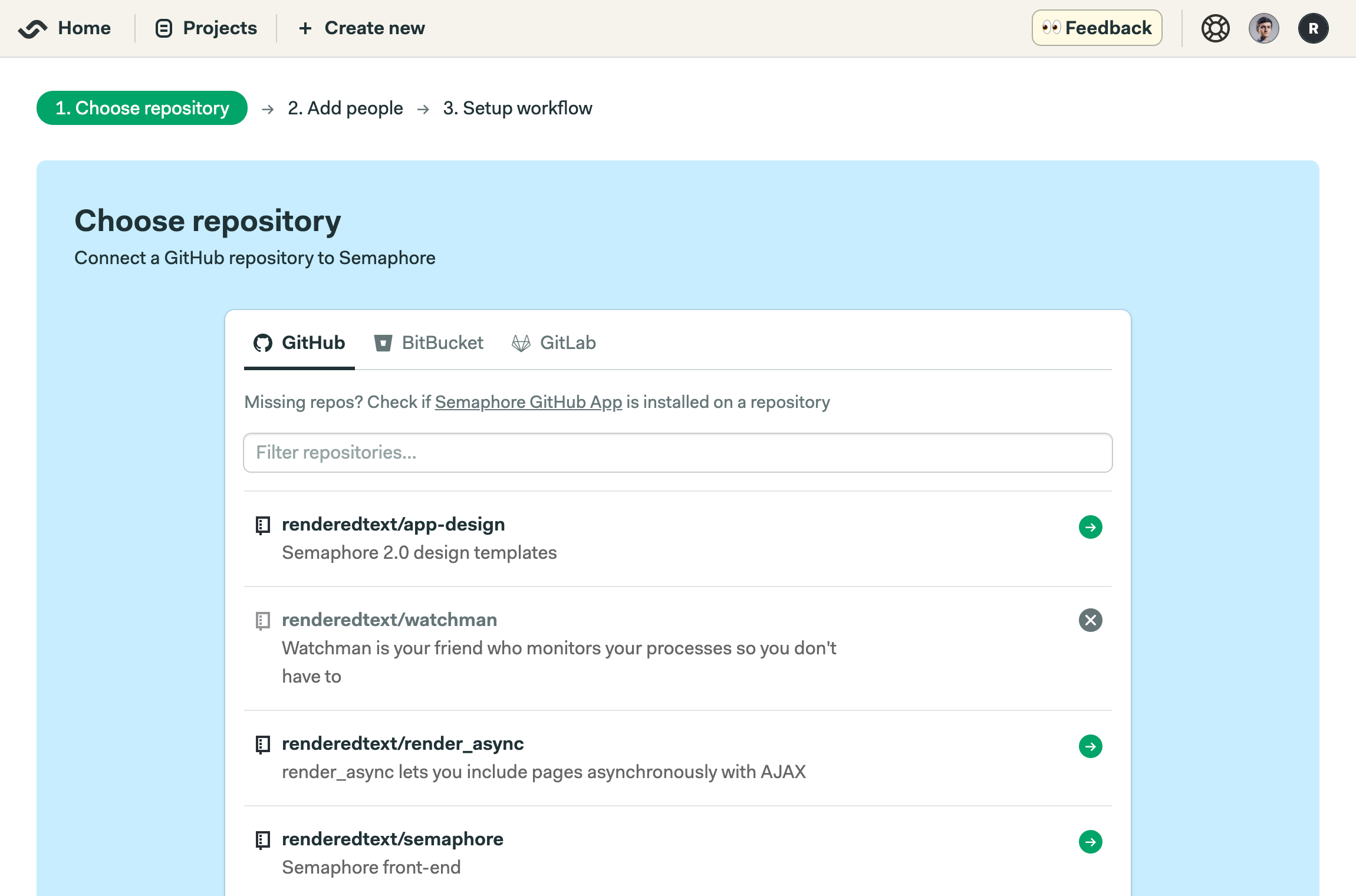 Semaphore repository page